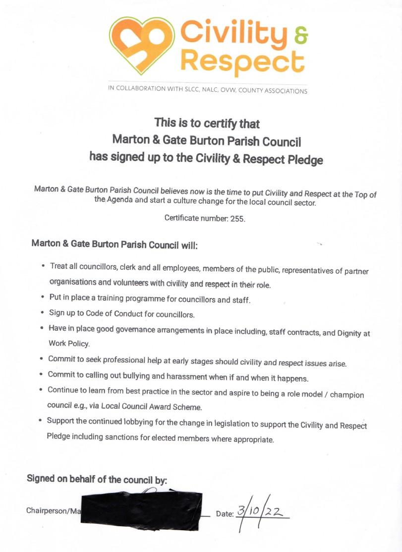 Civility and respect pledge
